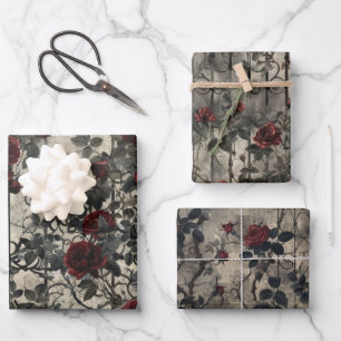 Viktorianisch Gotische Gartenmuster Rose Muster Geschenkpapier Set