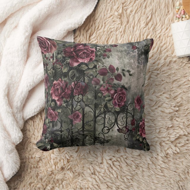 Viktorianisch Gotische Gartenmuster Rose Muster Kissen (Decke)