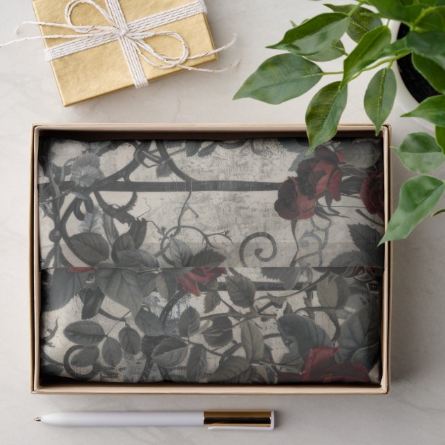 Viktorianisch Gotische Gartenmuster Rose Muster Seidenpapier (Geschenk)
