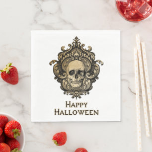 Viktorianisch-gotische Totenkopf-Halloween-Serviet Serviette