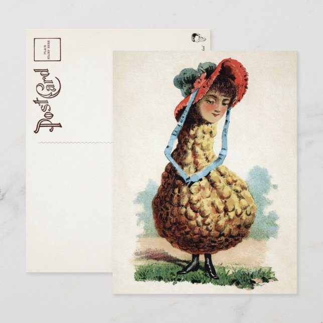 Viktorianisch Gourd Girl Postcard Postkarte (Vorne/Hinten)