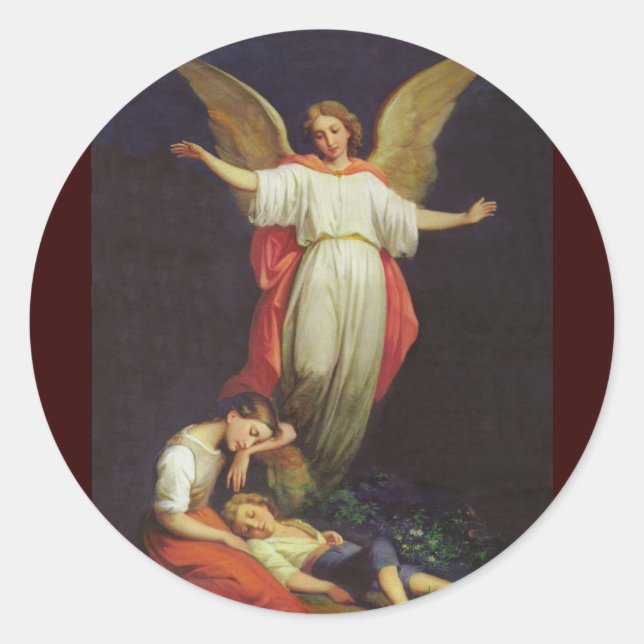 Viktorianisch Guardian Angel Runder Aufkleber (Vorderseite)
