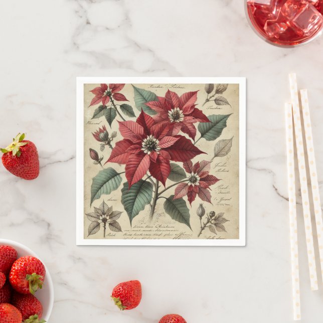 Viktorianisch Holiday Botanische Poinsettia Découp Serviette (Beispiel)
