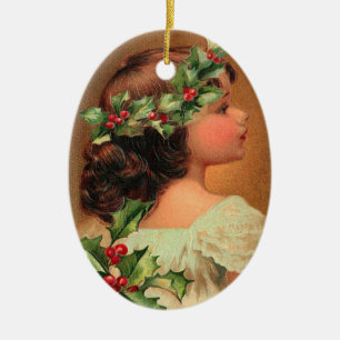 Viktorianisch Holly Girl Keramikornament