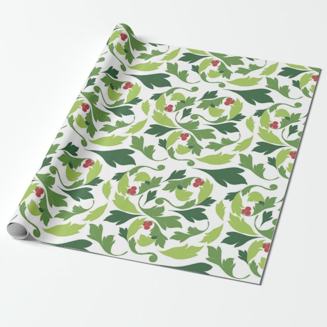Viktorianisch Holly Verlasse Weihnachtswrapping Pa Geschenkpapier (Ungerollt)