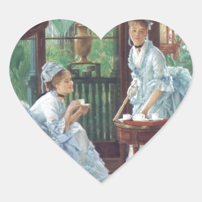 Viktorianisch House Party Tea Fashion Tissot Herz-Aufkleber (Vorderseite)