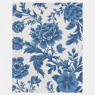 Viktorianisch inspiriert Blumendruck in Blau und W Fleecedecke