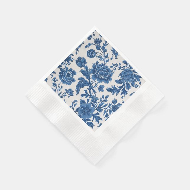 Viktorianisch inspiriert Blumendruck in Blau und W Serviette (Ecke)