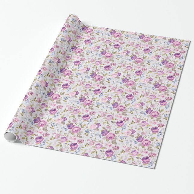 Viktorianisch, Land, Lavendel, Schabby, Chic, Rose Geschenkpapier (Ungerollt)
