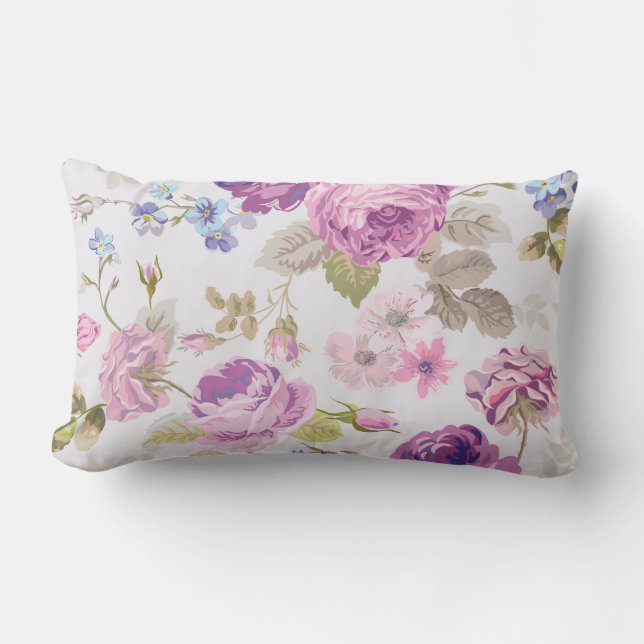 Viktorianisch, Land, Lavendel, Schabby, Chic, Rose Lendenkissen (Vorderseite)