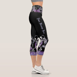 Viktorianisch Macabre Dancing Skeletts Halloween Capri Leggings