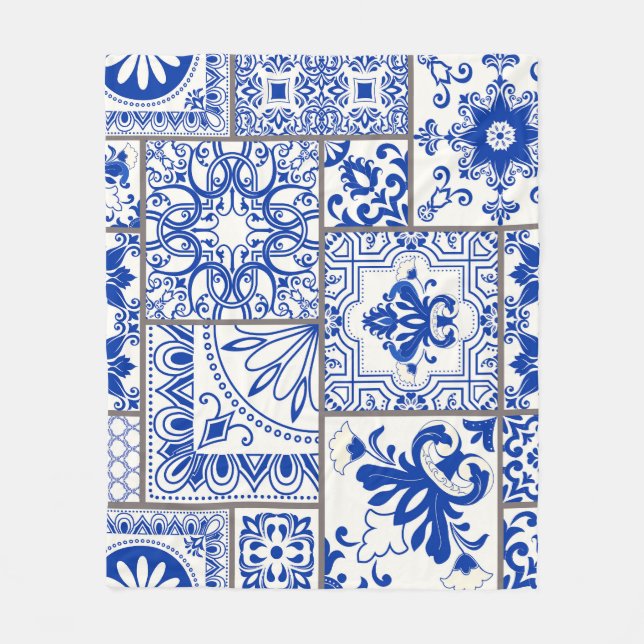 Viktorianisch Majolica: Patchwork Fliesenmuster. Fleecedecke (Vorderseite)
