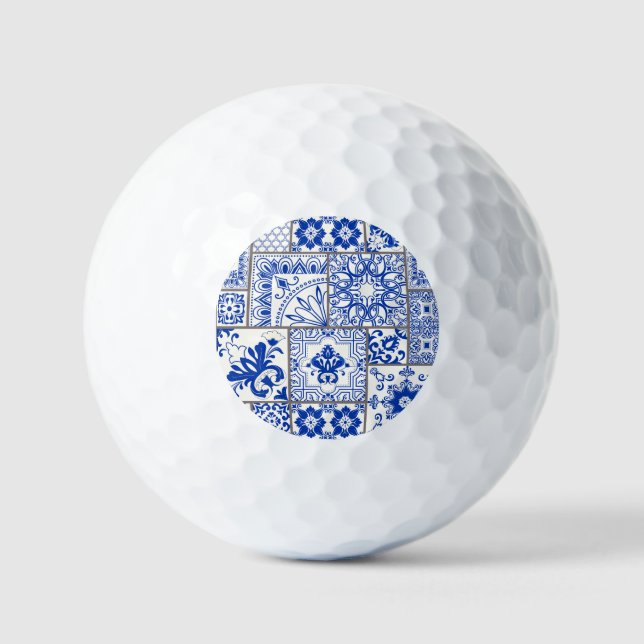 Viktorianisch Majolica: Patchwork Fliesenmuster. Golfball (Vorderseite)