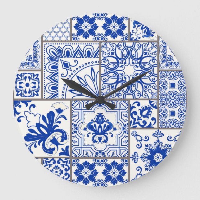 Viktorianisch Majolica: Patchwork Fliesenmuster. Große Wanduhr (Vorderseite)