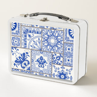 Viktorianisch Majolica: Patchwork Fliesenmuster. Metall Brotdose