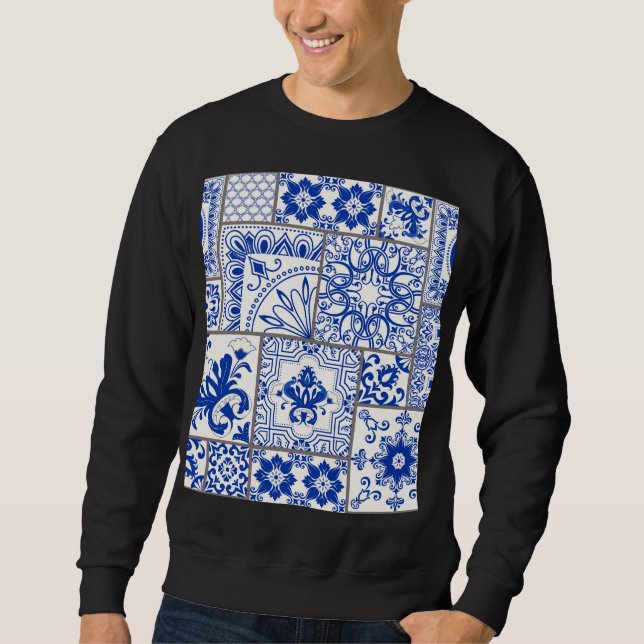 Viktorianisch Majolica: Patchwork Fliesenmuster. Sweatshirt (Vorderseite)