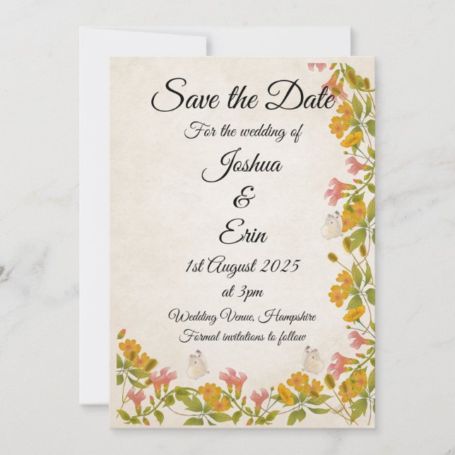 Viktorianisch Meadow Save The Date (Vorderseite)