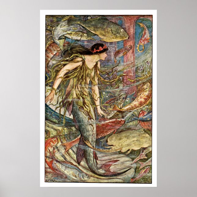 Viktorianisch Mermaid Art von H J Ford Poster (Vorne)
