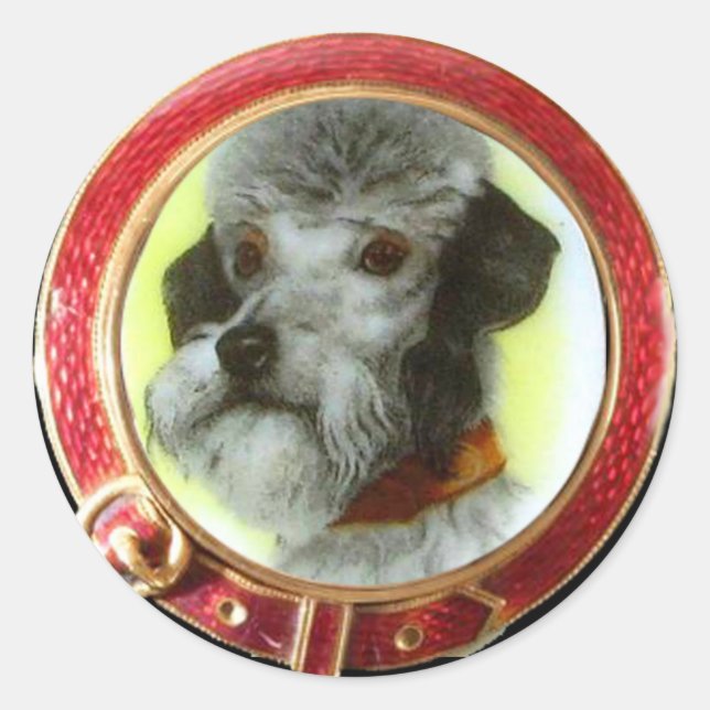 VIKTORIANISCH MINIATURE DOG PORTRAITS Airedale Ter Runder Aufkleber (Vorderseite)
