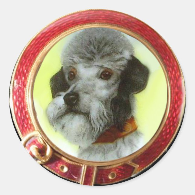 VIKTORIANISCH MINIATURE DOG PORTRAITS Airedale Ter Runder Aufkleber (Vorderseite)