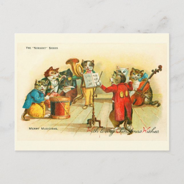 Viktorianisch Musical Christmas Cats Band Louis Wa Postkarte (Vorderseite)