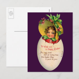 Viktorianisch Ostern, Vintages Mädchen mit Bonnet  Feiertagspostkarte