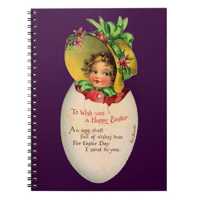 Viktorianisch Ostern, Vintages Mädchen mit Bonnet  Notizblock (Vorderseite)