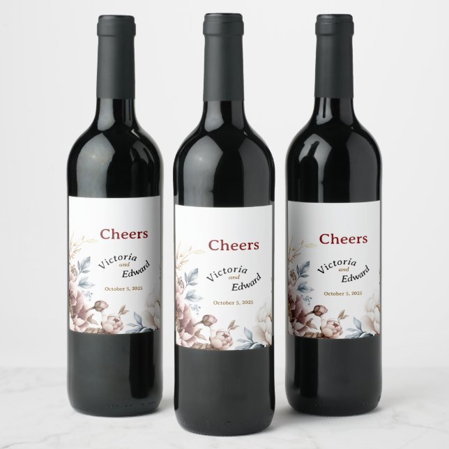 Viktorianisch Peony Luxe Beverage & Wine Flaschen  Weinetikett (Flaschen)