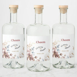 Viktorianisch Peony Luxe Getränke Liquor Flaschen  Alkoholflaschenetikett