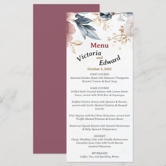 Viktorianisch Peony Luxe Wedding Menu Card Menükarte