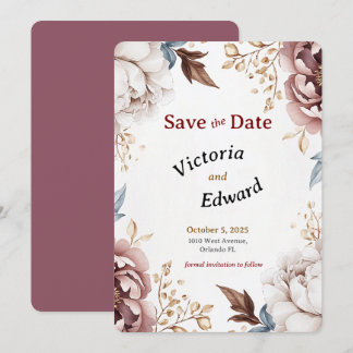 Viktorianisch Peony Luxe Wedding Speichern Sie die Einladung
