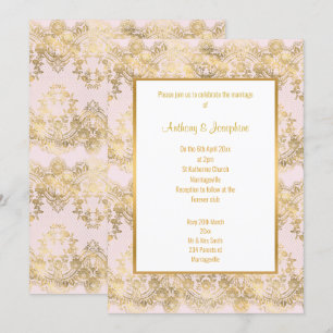 VIKTORIANISCH PINK GOLD ELEGANT WEDING EINLADUNG