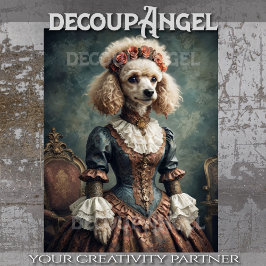 Viktorianisch Poodle - Decoupage- Seidenpapier