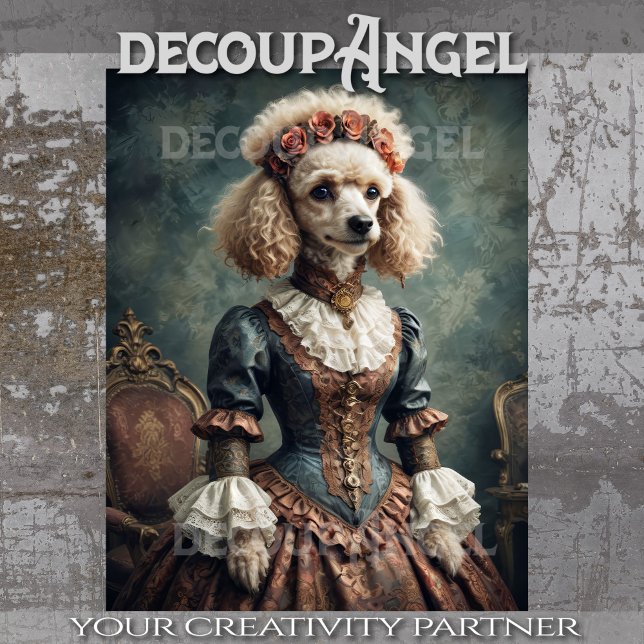Viktorianisch Poodle - Decoupage- Seidenpapier (Von Creator hochgeladen)