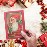 Viktorianisch Red Santa Claus Hallo Frohe Weihnach Feiertagspostkarte<br><div class="desc">Dieses Vintage altmodische Themed Retro Viktorianische Weihnachtsmann mit Telefon und Red Hintergrund Holiday Postcard mit der alten Schrift "Hello, Merry Cristmas" wird perfekt für Ihre Geschenkideen in diesem Feiertag Grußsaison. Auf der Rückseite können Sie Ihre Wünsche individuell anpassen und mit Ihrem Namen unterschreiben. Sie können auch andere Designs in diesem...</div>