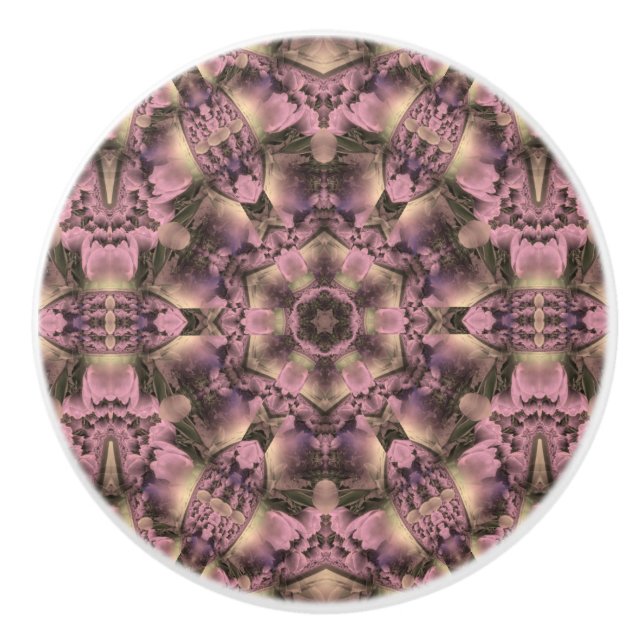 Viktorianisch rosa Antike Keramikknauf (Vorderseite)