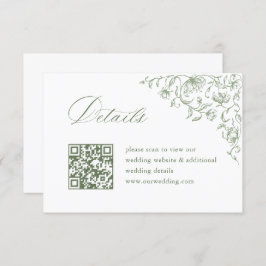 Viktorianisch Sage Green Wedding QR-Codedetails Begleitkarte