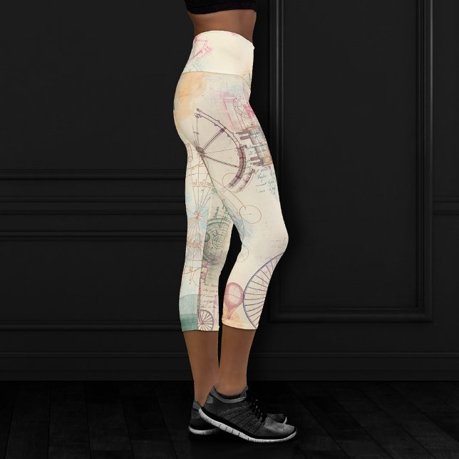 Viktorianisch Steampunk | Aquarellgrunge Pastell Capri Leggings (Von Creator hochgeladen)