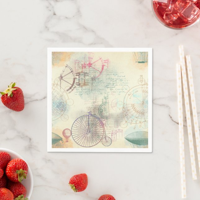 Viktorianisch Steampunk | Aquarellgrunge Pastell Serviette (Beispiel)