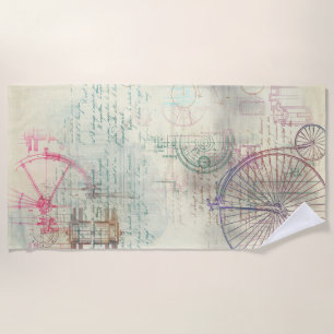 Viktorianisch Steampunk Aquarellgrunge Pastell Strandtuch