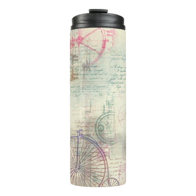 Viktorianisch Steampunk | Aquarellgrunge Pastell Thermosbecher (Vorderseite)