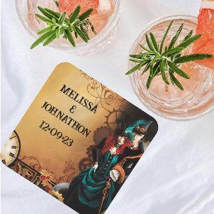 Viktorianisch Steampunk Elegance Wedding Rechteckiger Pappuntersetzer