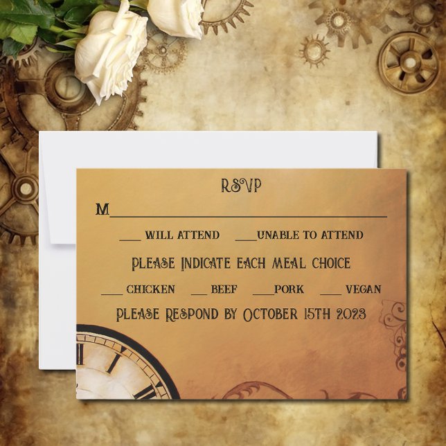 Viktorianisch Steampunk Elegance Wedding RSVP Karte (Von Creator hochgeladen)