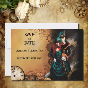 Viktorianisch Steampunk Elegance Wedding Save The Date