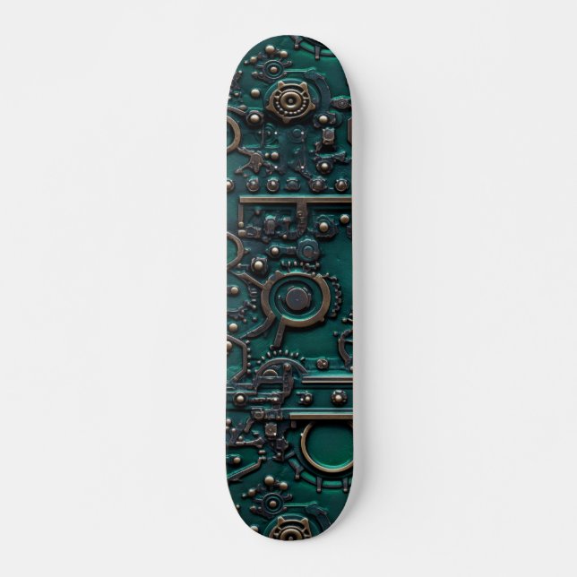 Viktorianisch Steampunk Gear Emerald Green Skateboard (Vorne)