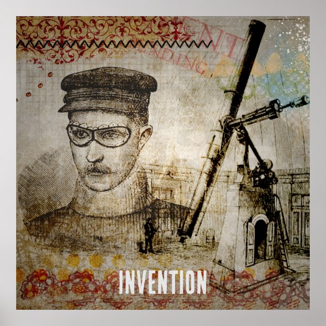 Viktorianisch Steampunk Inventor Scientist Telesco Poster (Vorne)