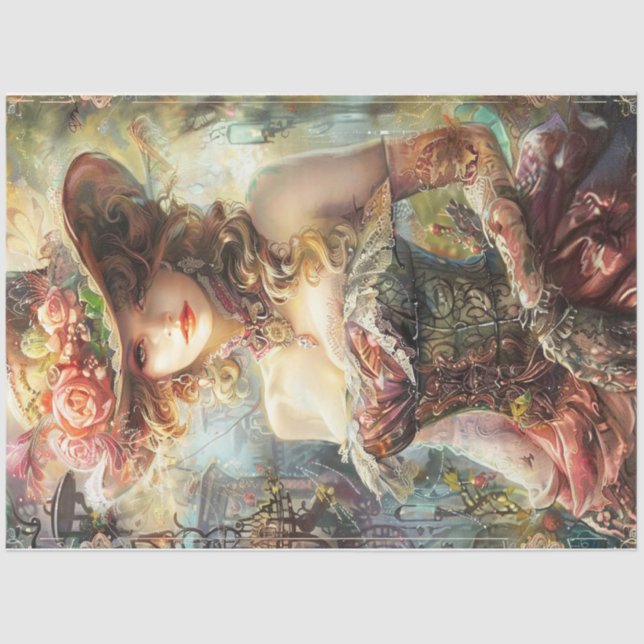 Viktorianisch Steampunk Lady Seidenpapier (Vorderseite)