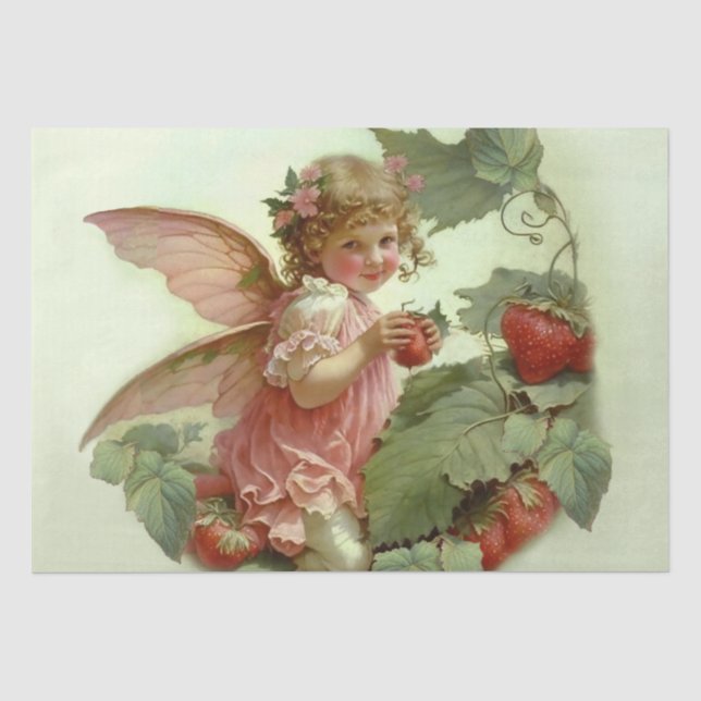 Viktorianisch "Strawberry Fairy" Seidenpapier (Vorderseite)