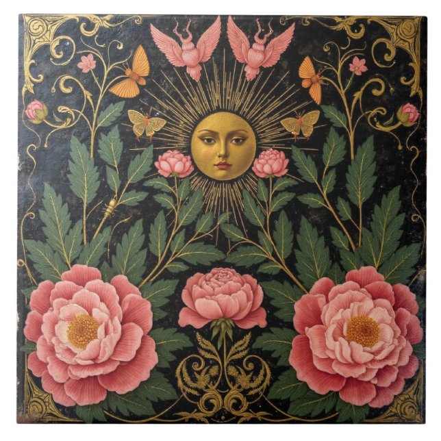 Viktorianisch Sun Maiden Fliese (Vorderseite)