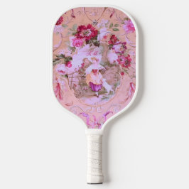 Viktorianisch Toile Rokoko Stil Blumenrosa Initial Pickleball Schläger
